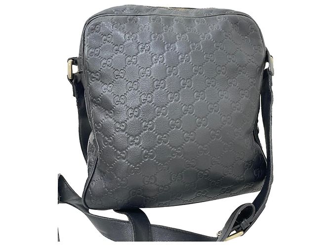 Gucci Unisex leather messenger bag Black
