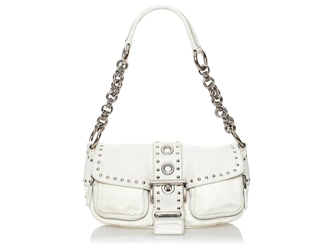 Prada Saffiano Galleria Handbag White Leather Pony-style calfskin  ref.798231 - Joli Closet