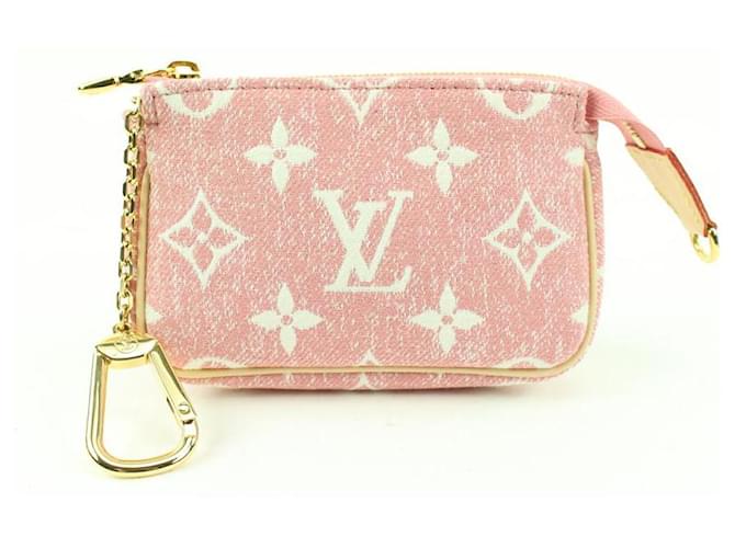 Louis Vuitton Bolsa de acessórios micro pochette rosa monograma jeans rosa Couro John  ref.554270