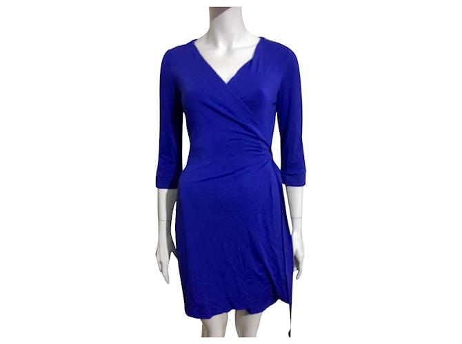 Diane Von Furstenberg DvF New Julian Two Mini Wrap Dress Blue Viscose Elastane  ref.554298