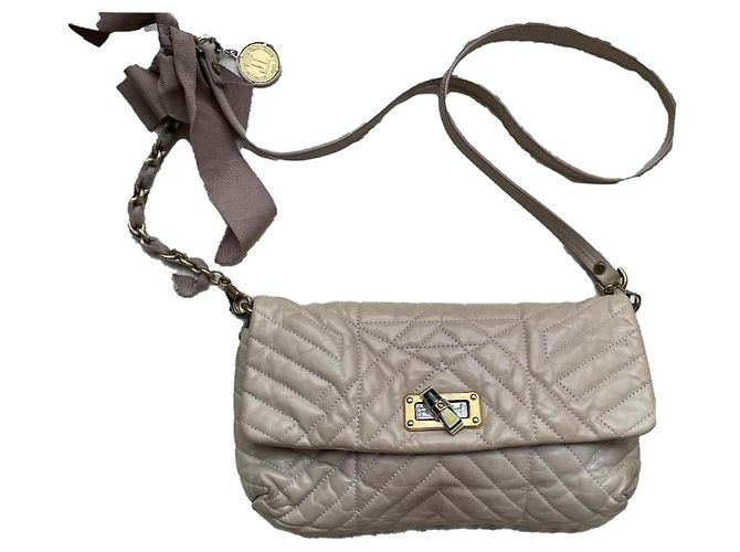 Bolsa de mão Lanvin Happy em couro taupe