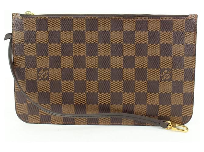 Louis Vuitton Damier Ebene Neverfull Pochette MM or GM Wristlet Pouch Leather  ref.554331
