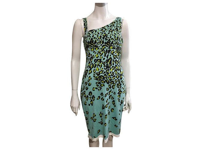 Diane Von Furstenberg Vestido DvF Nomie de seda con estampado de ojos de guepardo Multicolor Turquesa
