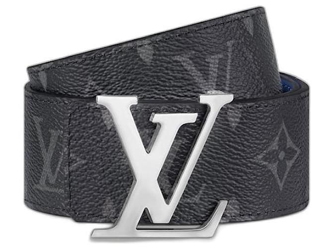 Louis Vuitton Cinto de iniciais reversível LV Cinza Couro  ref.554795