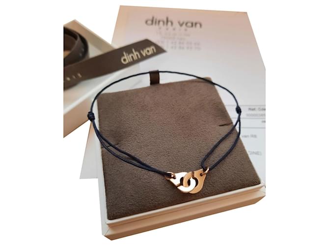 Menottes Dinh Van R cord bracelet8 Dark blue Pink gold  ref.554809