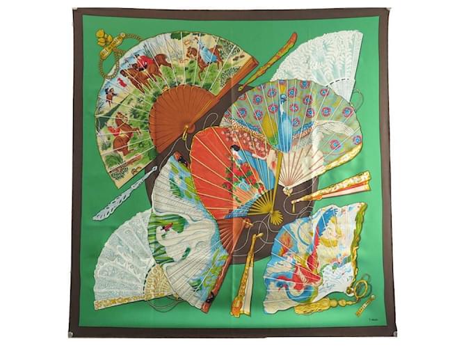 Hermès HERMES BRISE DE CHARM ABADIE SQUARE SCARF 90 GREEN SILK BOX SILK SCARF  ref.555234