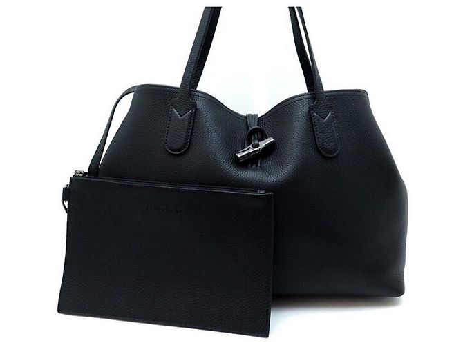 NOVA BOLSA LONGCHAMP ROSEAU ESSENTIAL M + BOLSA EM COURO GRAINADO PRETO