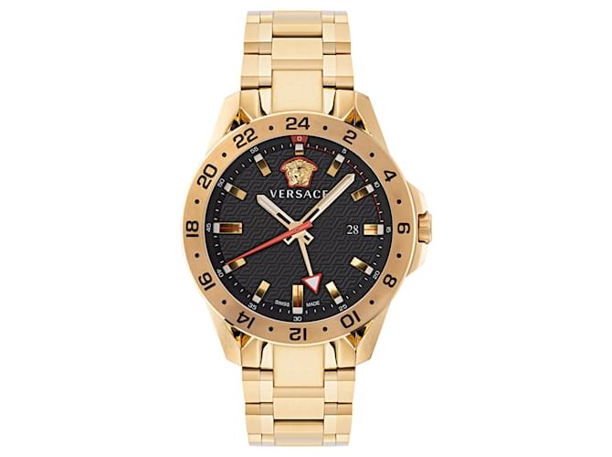 Versace Sport Tech GMT Bracelet Watch Golden Metallic  ref.555699
