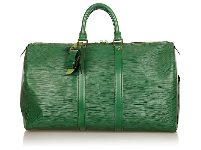 Louis Vuitton Green Epi Keepall 45 Verde Cuero  ref.556318