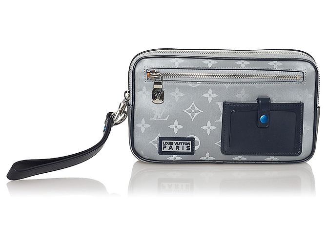 Louis Vuitton graue Monogramm-Satelliten-Alpha-Clutch Schwarz