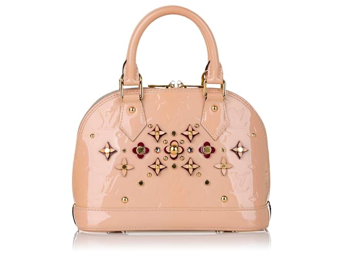 Louis Vuitton Rosa Vernis Blume Alma BB Pink Beige Leder Lackleder  ref.556395