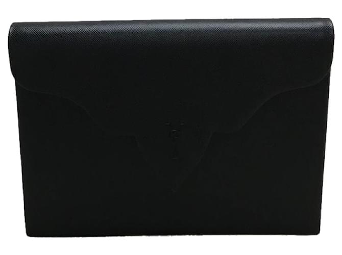 [Used] YVES SAINT LAURENT ◆ Clutch bag / cowhide / BLK Black Leather  ref.556407