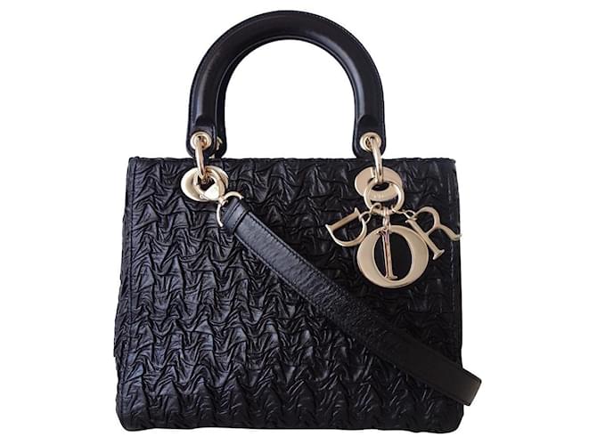 LADY DIOR MEDIUM BAG Black Leather ref.556538 Joli Closet