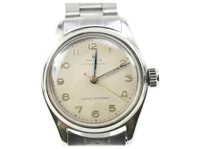 Rolex réf 4444 1948 32mm Shock Resisting Oyster Royal Watch White gold Silver Steel  ref.556615