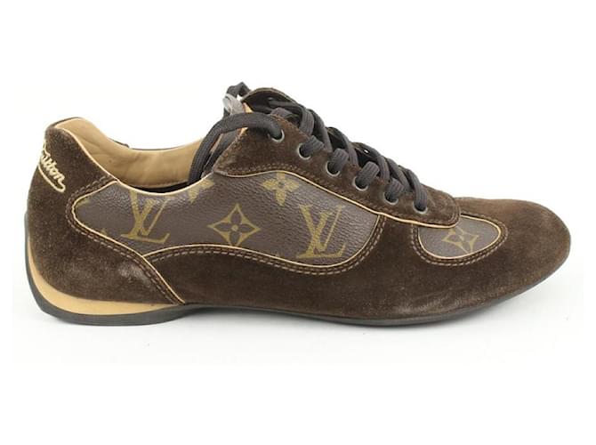 Louis Vuitton Uomini 7 Set completo di sneakers Energie con monogramma in pelle scamosciata marrone USA Svezia  ref.556617
