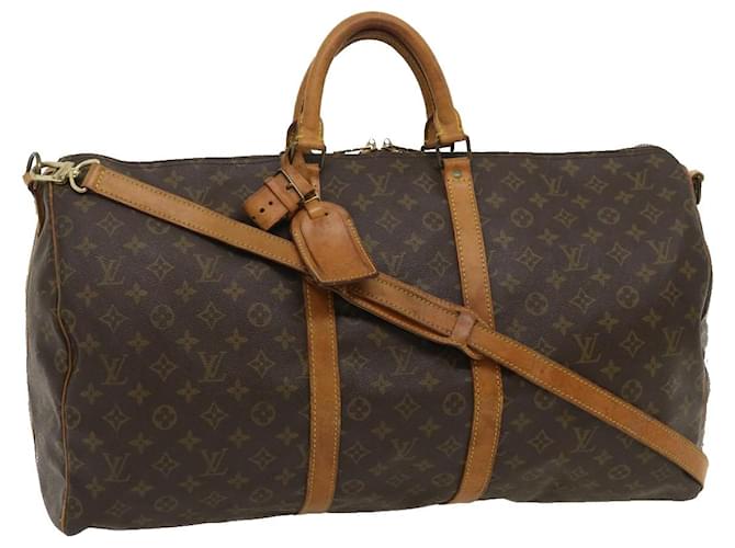 Louis Vuitton Keepall Bandouliere 55 Brown Cloth  ref.556841