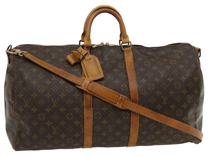 Louis Vuitton Keepall Bandouliere 55 Brown Cloth  ref.556907