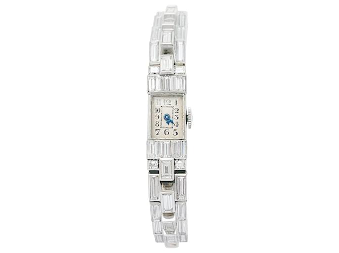 inconnue Reloj Art Deco en platino y diamantes.  ref.557027