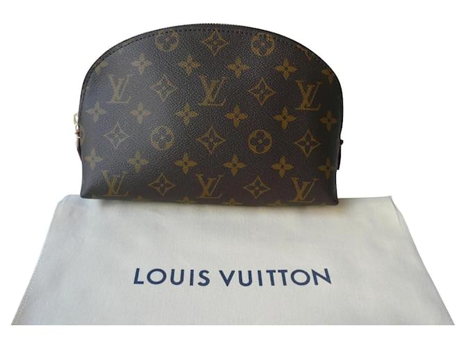 LOUIS VUITTON Cosmetic Pouch GM NEW Brown Cloth  ref.557088