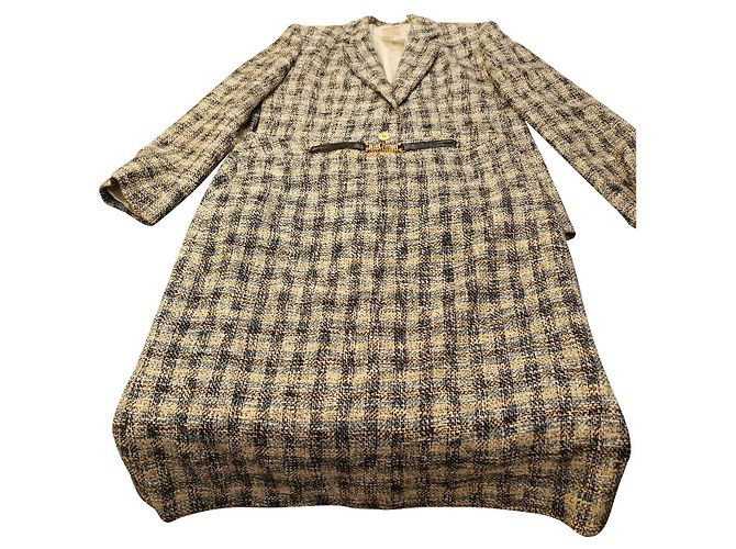 Céline Tripoli Blazer und Rock Set Schwarz Weiß Beige
