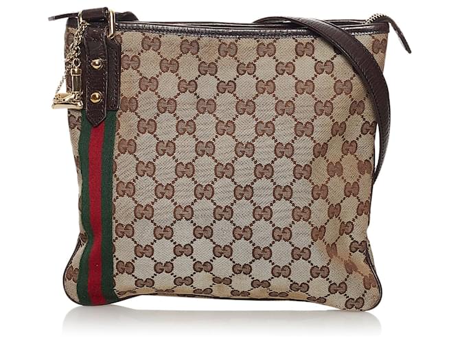 Gucci Leather-Trimmed GG Canvas Cross-Body Bag