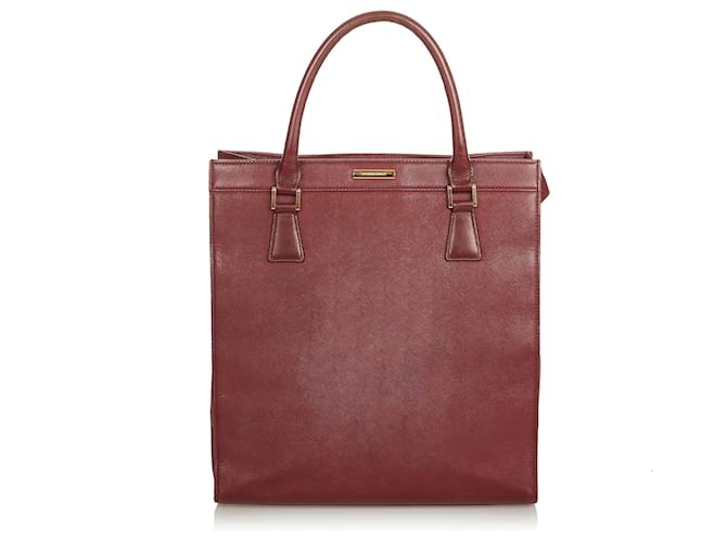 Burberry Red Leather Tote Bag Dark red Pony-style calfskin  ref.557302