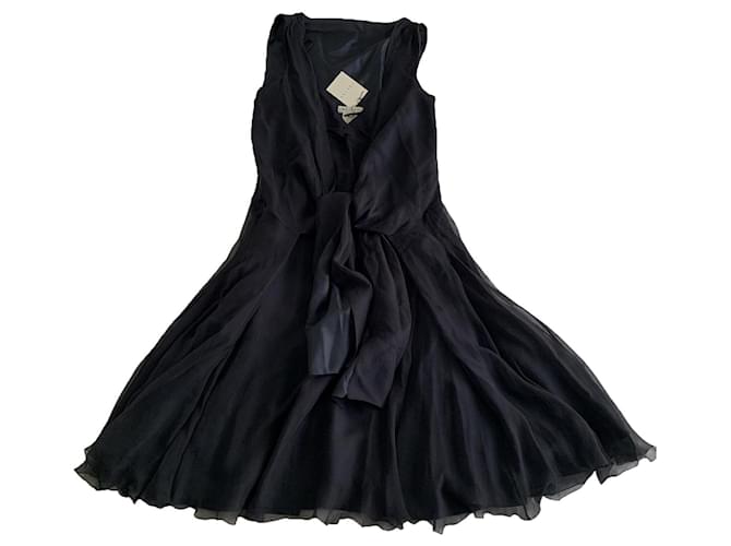 Céline Dresses Black Navy blue Silk  ref.557392