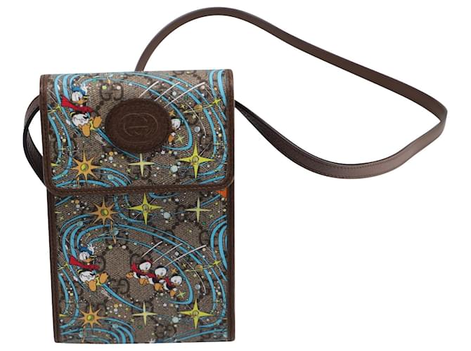 Gucci x Disney Donald Duck Phone Slingbag in Brown Leather  ref.557551