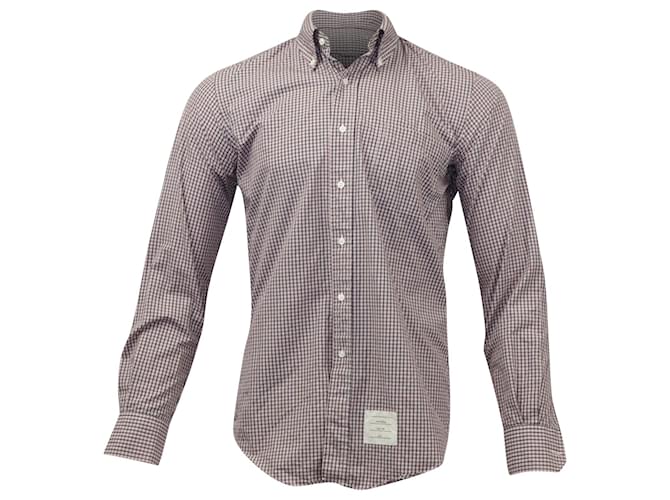 Thom Browne Plaid Long Sleeve Button Front Shirt in Multicolor Cotton   ref.557554