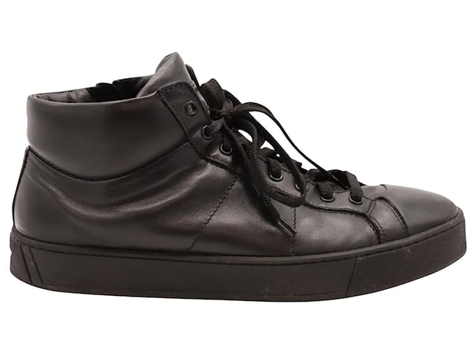 Santoni High-Top Sneaker in Black Leather  ref.557563