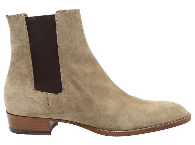 Saint Laurent Wyatt Boots in Beige Suede
