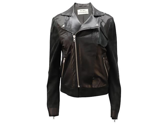 Autre Marque Acne Studios Lightweight Biker Jacket in Black Lambskin Leather and Suede  ref.557580