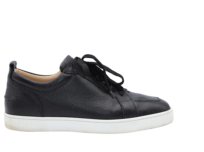 Christian Louboutin Rantulow Flat Low Sneakers in Black Leather Pony-style calfskin  ref.557584