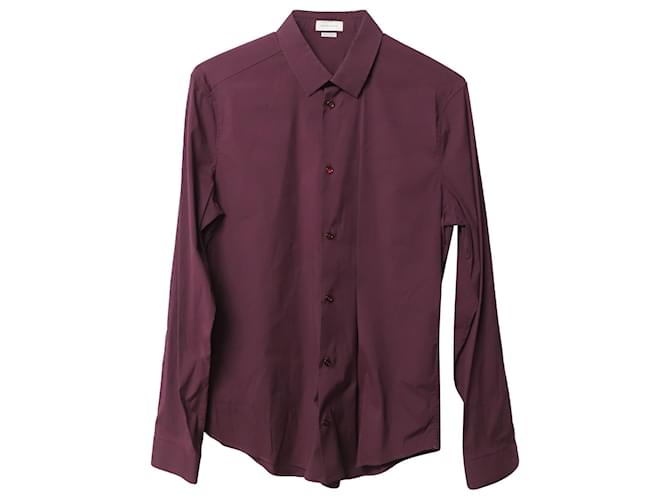 Day Balenciaga Long Sleeves Button Front Shirt in Burgundy Cotton  Dark red  ref.557622