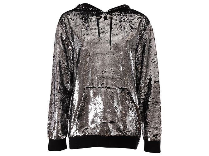 Balmain Pailletten-Hoodie aus silbernem Polyester