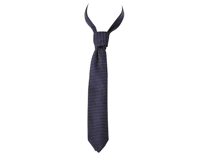 Cravatta Tom Ford in tessuto jacquard in seta blu navy Poliestere  ref.557652