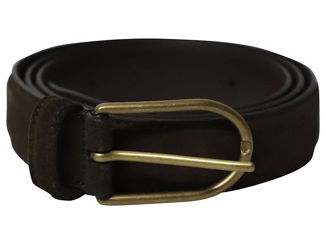 Autre Marque Anderson's Buckle Belt in Dark Brown Suede