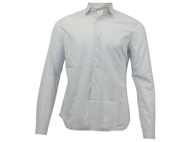 Camisa Prada Slim Fit com botão frontal estampada em algodão branco  ref.557669