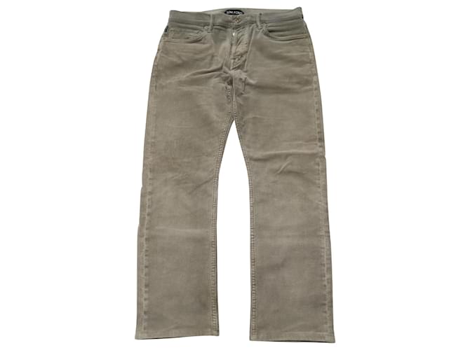 Tom Ford Slim Fit Trousers in Khaki Corduroy  Green Velvet  ref.557677