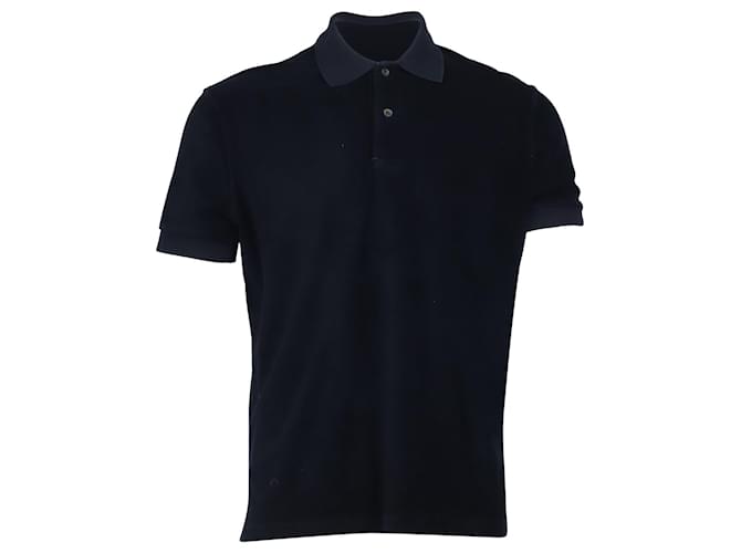 Tom Ford Short Sleeves Polo Shirt in Navy Blue Cotton  ref.557684