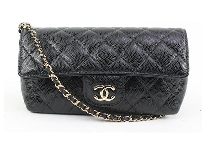 Chanel 22C Black Quilted Caviar Mini Classic Flap Gold Chain Leather White  gold ref.557688 - Joli Closet