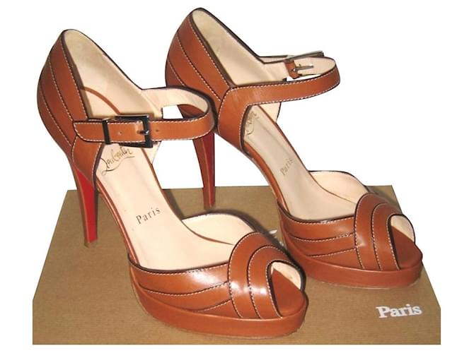 Christian Louboutin city 120 CALF Brown Leather  ref.557737