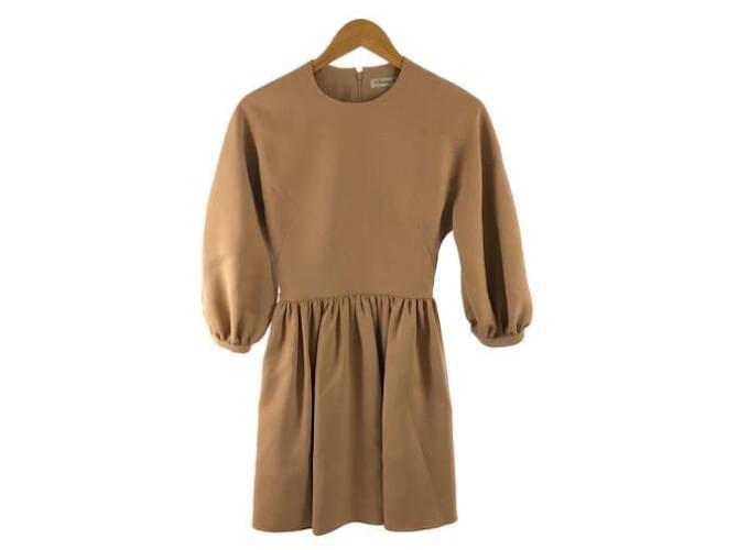 Christian Dior Dresses Beige Wool  ref.558157