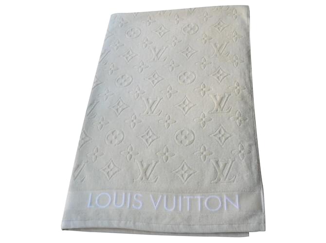 LOUIS VUITTON Serviette de plage Ecru LVacation ETAT NEUF Coton Blanc cassé  ref.558166