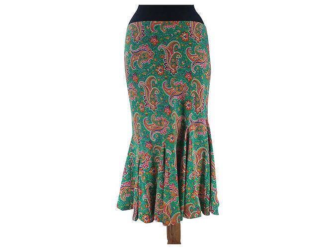 Falda de seda Ralph Lauren Verde Multicolor
