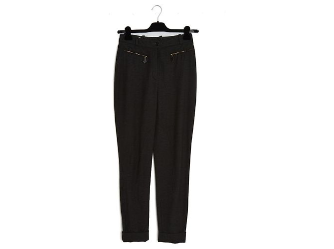 Hermès Jodhpur Hose aus anthrazitfarbener Wolle Größe 38 Anthrazitgrau