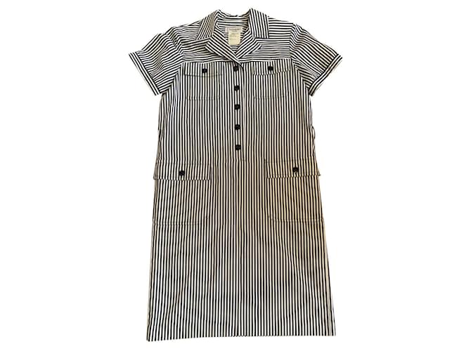 Vintage-Kleid von Yves Saint Laurent Schwarz Weiß Baumwolle  ref.558345