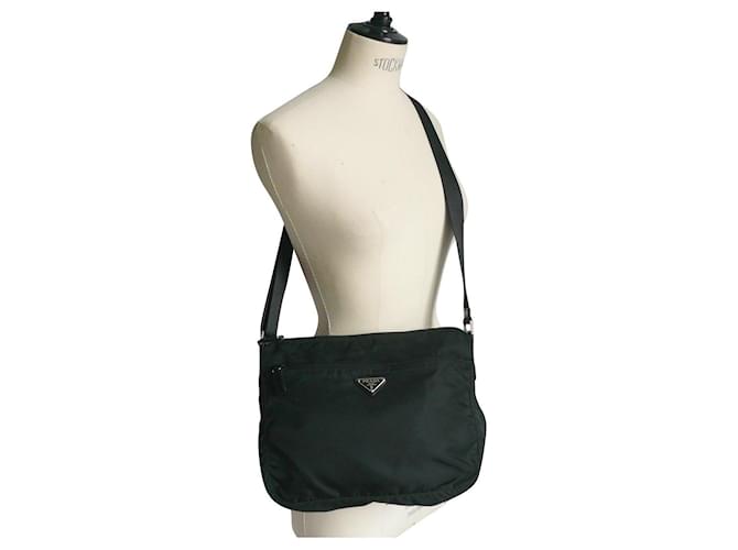 PRADA Satchel bag VELA Black very good condition Nylon  ref.558831