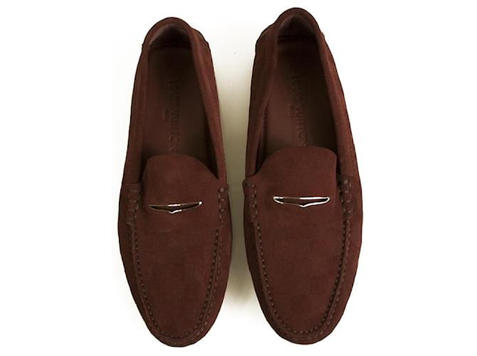 Louise Vuitton Burgundy/Black Leather Slip On Loafers Size 41 Louis Vuitton