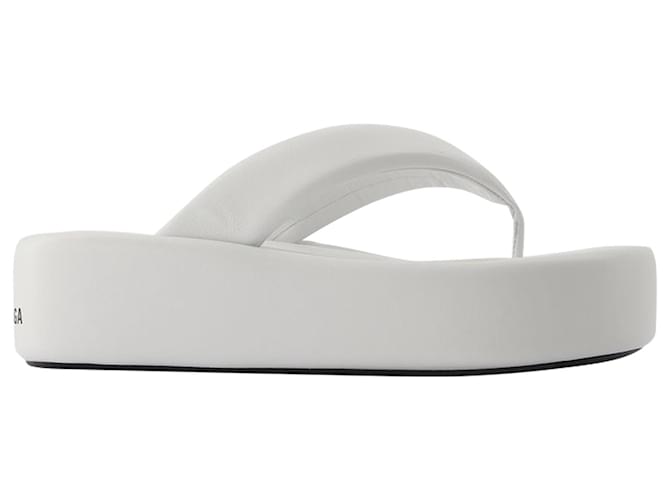 Balenciaga Rise Thong Sandals in White Canvas Cloth  ref.559598